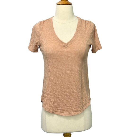 ATM Anthony Thomas Melillo V-Neck Slub 100% Cotton T-Shirt Camel Classic Size XS - Picture 1 of 8